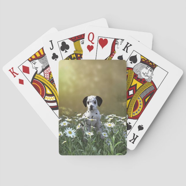 Cute Dalmatian Puppy in Daisies Playing Cards (Back)