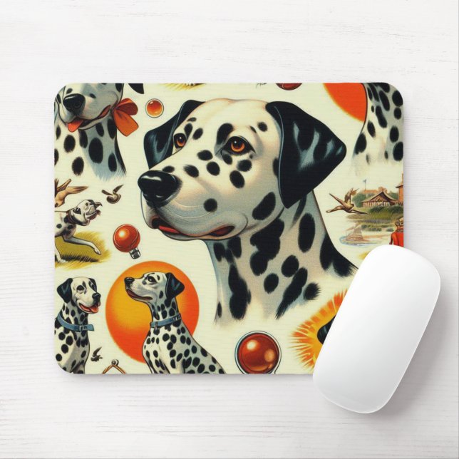 Cute Dalmatian Seamless Mouse Pad (With Mouse)