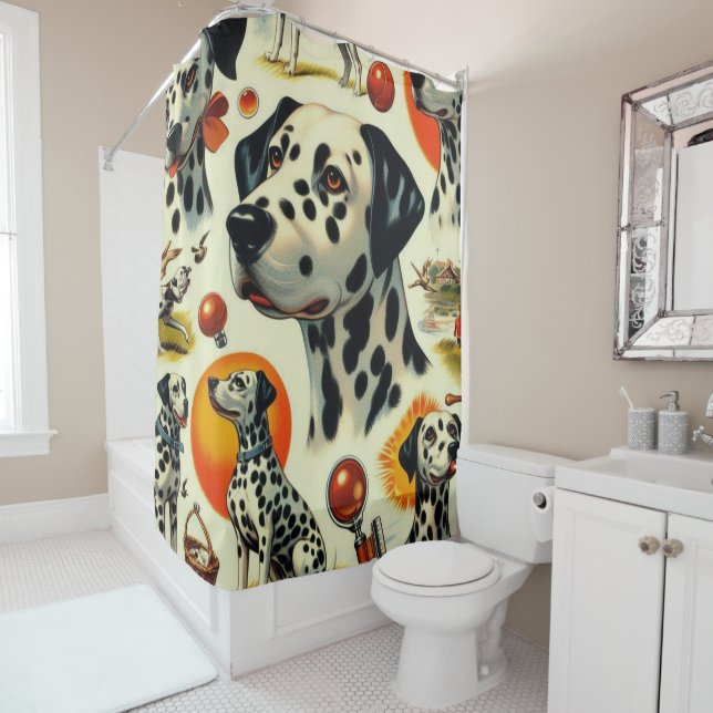 Cute Dalmatian Seamless Shower Curtain (In Situ)