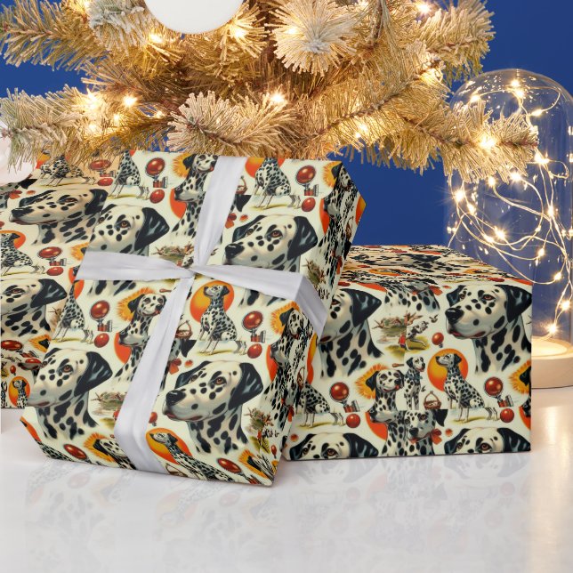 Cute Dalmatian Seamless Wrapping Paper (Holidays)