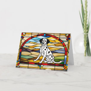 Cute Dalmatian Stained Glass Card