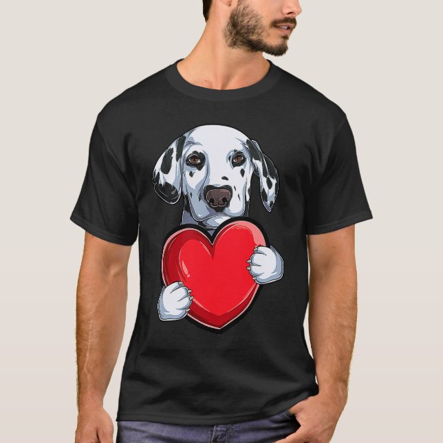 Cute Dalmatian Valentine's Day Dog  Dalmatian T-Shirt (Front)