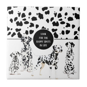Cute Dalmatians Black & White Happy Spots Ceramic Tile