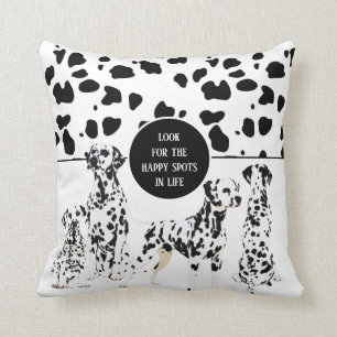 Cute Dalmatians Black & White Happy Spots Cushion