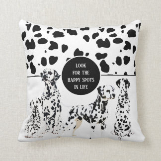 Cute Dalmatians Black & White Happy Spots Cushion