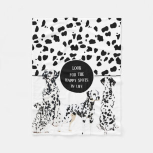 Cute Dalmatians Black & White Happy Spots Fleece Blanket