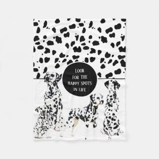 Cute Dalmatians Black & White Happy Spots Fleece Blanket