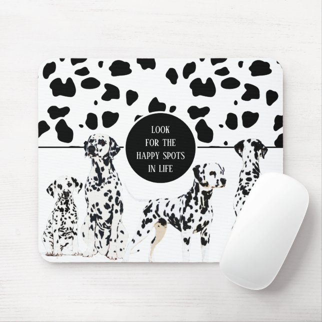Cute Dalmatians Black & White Happy Spots Mouse Pad (With Mouse)