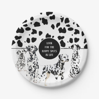 Cute Dalmatians Black & White Happy Spots Paper Plate
