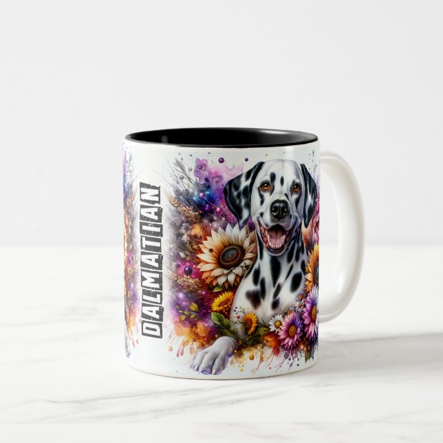 Cute Dalmation Dog Two-Tone Coffee Mug (Front Right)