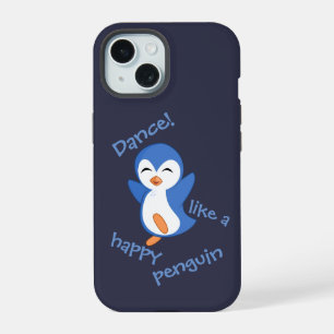 Cute Dance Like a Happy Penguin Blue iPhone 15 Case