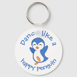 Cute Dance Like a Happy Penguin Key Ring