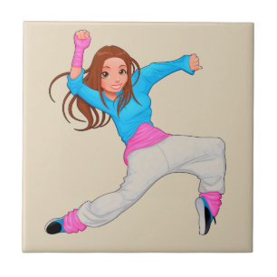 Cute dancer hip hop girl ceramic tile