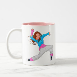 Cute dancer hip hop girl Two-Tone coffee mug