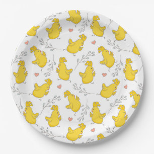 Cute Danching Yellow Easter Chicks  Paper Plate
