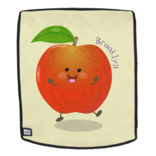 Cute dancing apple cartoon illustration backpack