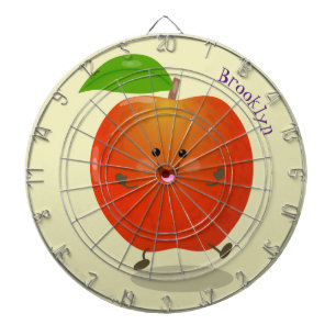 Cute dancing apple cartoon illustration dartboard