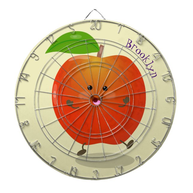 Cute dancing apple cartoon illustration dartboard (Front)