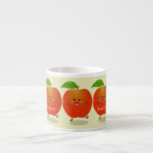 Cute dancing apple cartoon illustration espresso cup