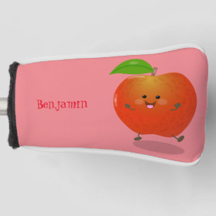 Cute dancing apple cartoon illustration golf head cover