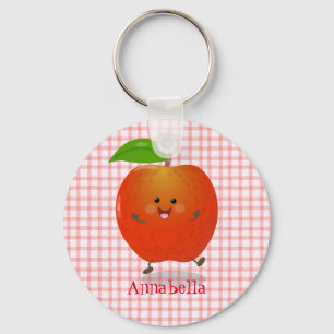 Cute dancing apple cartoon illustration key ring