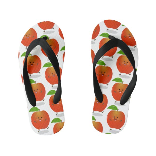 Cute dancing apple cartoon illustration kid's thongs (Footbed)