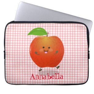 Cute dancing apple cartoon illustration laptop sleeve