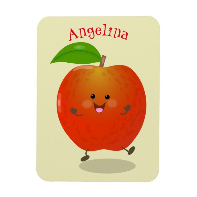 Cute dancing apple cartoon illustration magnet (Vertical)