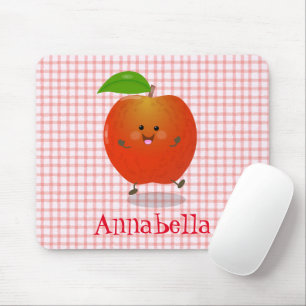 Cute dancing apple cartoon illustration mouse pad