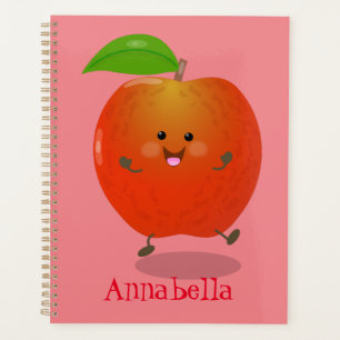 Cute dancing apple cartoon illustration planner