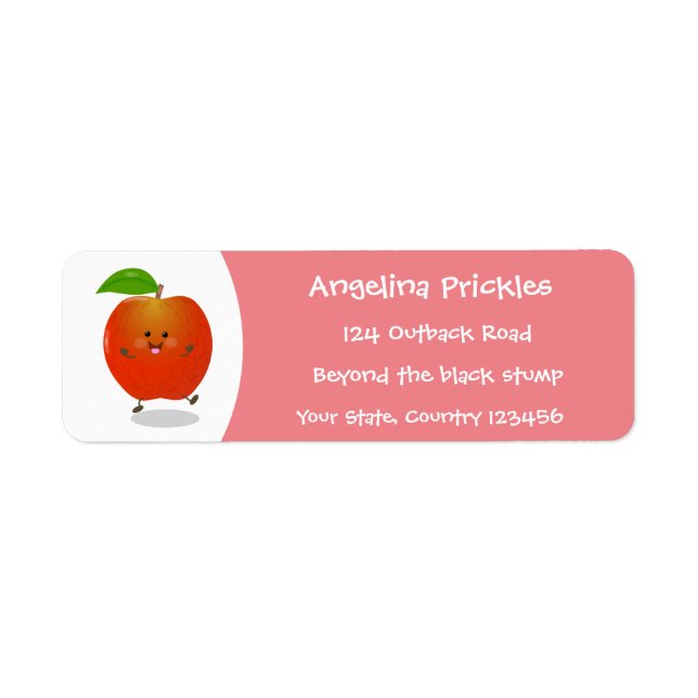 Cute dancing apple cartoon illustration return address label (Front)
