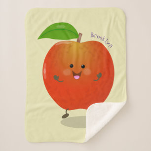 Cute dancing apple cartoon illustration sherpa blanket