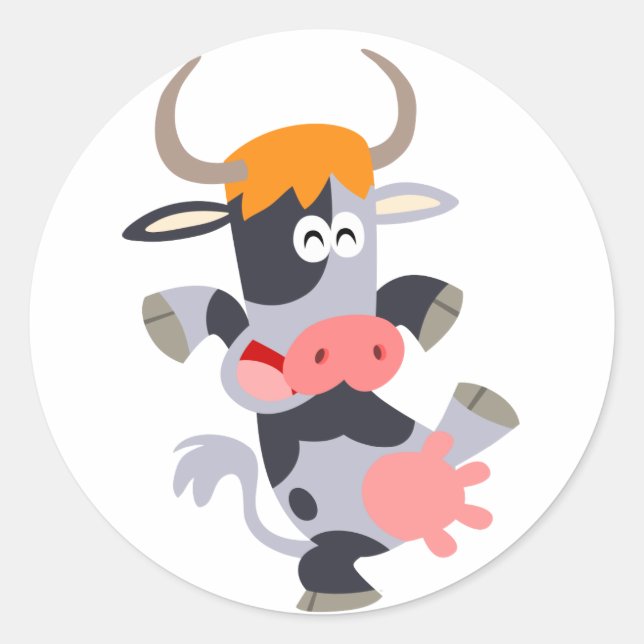 Cute Dancing Cartoon Cow  Sticker (Front)