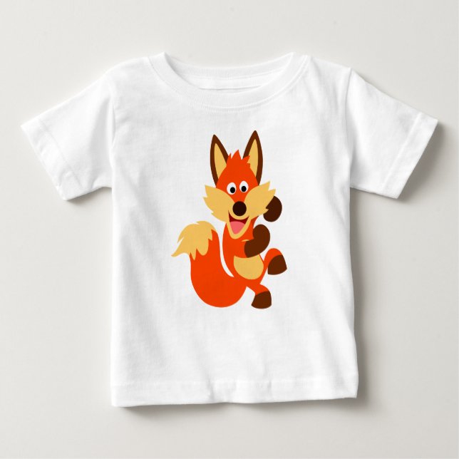 Cute Dancing Cartoon Fox Baby T-Shirt (Front)