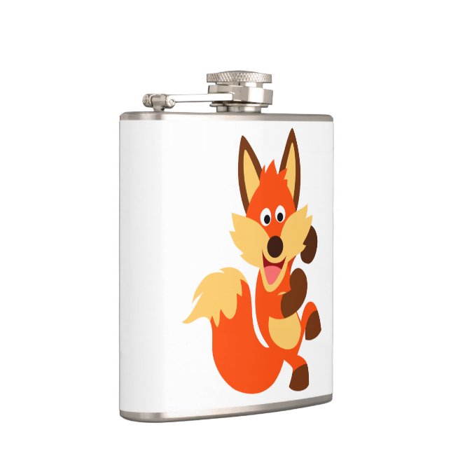 Cute Dancing Cartoon Fox Hip Flask (Right)