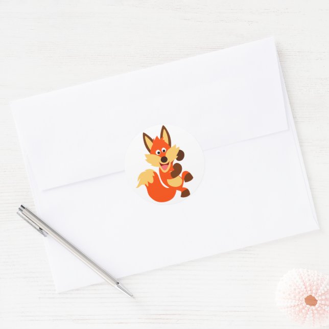 Cute Dancing Cartoon Fox Sticker (Envelope)