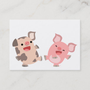 Cute Dancing Cartoon Pigs ACEO/Business Card