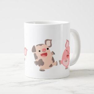 Cute Dancing Cartoon Pigs Jumbo Mug