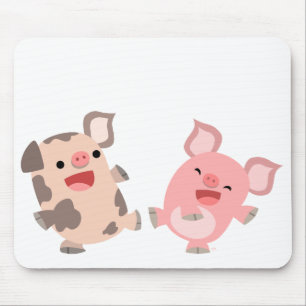 Cute Dancing Cartoon Pigs Mousepad