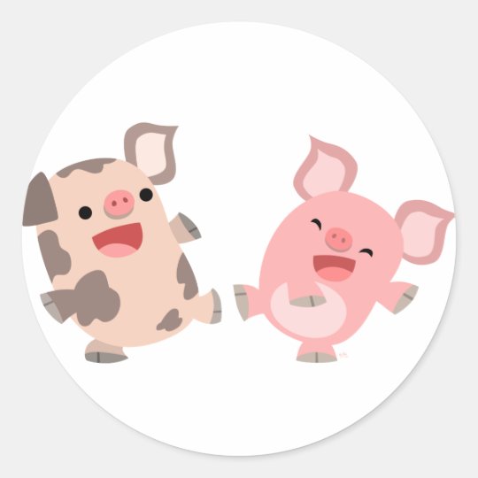 Cute Dancing Cartoon Pigs Sticker Zazzle Com Au
