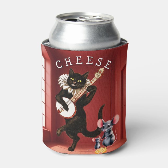 Cute Dancing Cat and Mouse Friends Can Cooler (Can Front)