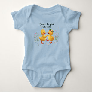 Cute Dancing Ducklings with Floral Spring Vibes Baby Bodysuit