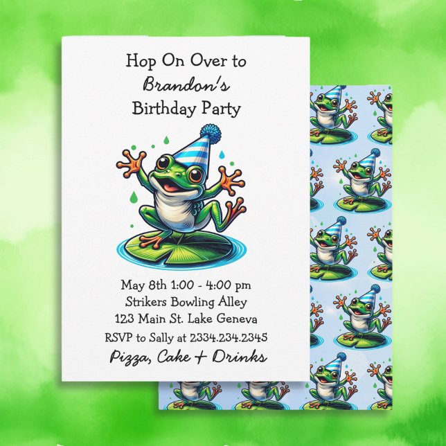 Cute Dancing Frog Boy's Birthday Party  Invitation (Creator Uploaded)