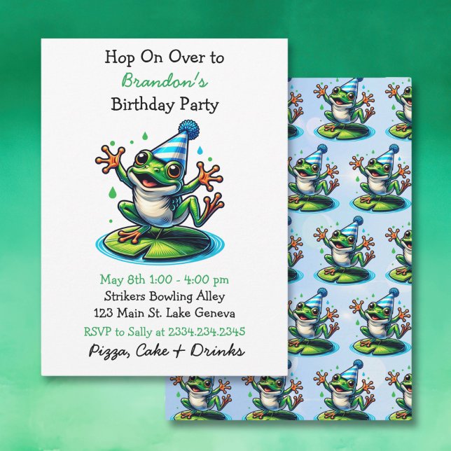 Cute Dancing Frog Boy's Birthday Party  Invitation (Creator Uploaded)