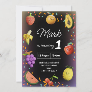 Cute Dancing Fruit Birthday Invitation