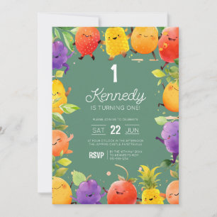Cute Dancing Fruit Birthday  Invitation