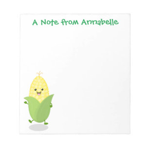 Cute dancing kawaii corn cob cartoon illustration notepad