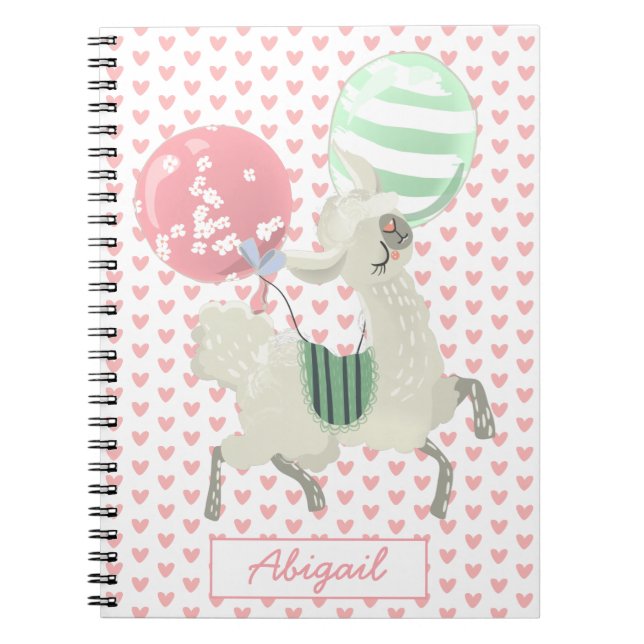 Cute Dancing Lama w. Balloons -  Kids Notebook (Front)