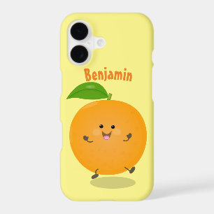 Cute dancing orange citrus fruit