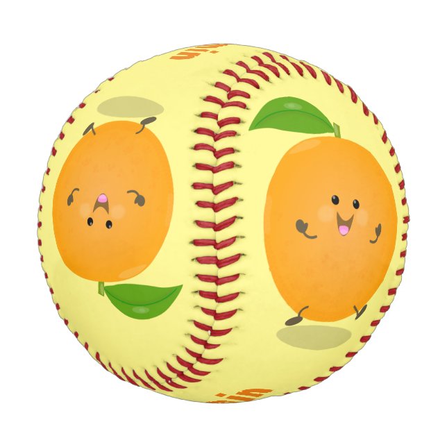 Cute dancing orange citrus fruit baseball (Angled)